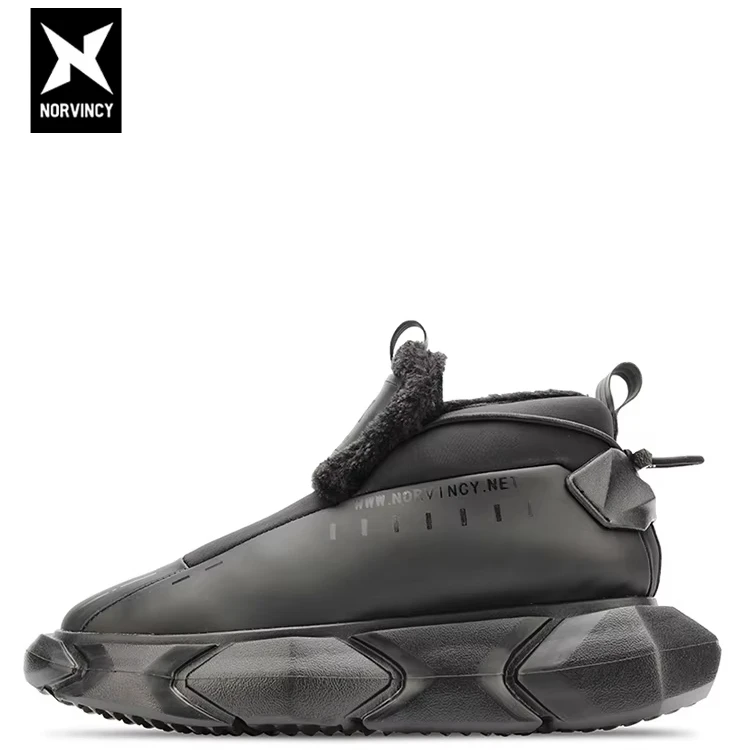 Waterproof Winter Cotton Boots with Genuine Leather Lining Short-Sleeved Outdoor Snowshoes Skid-Proof and Thickened for Men