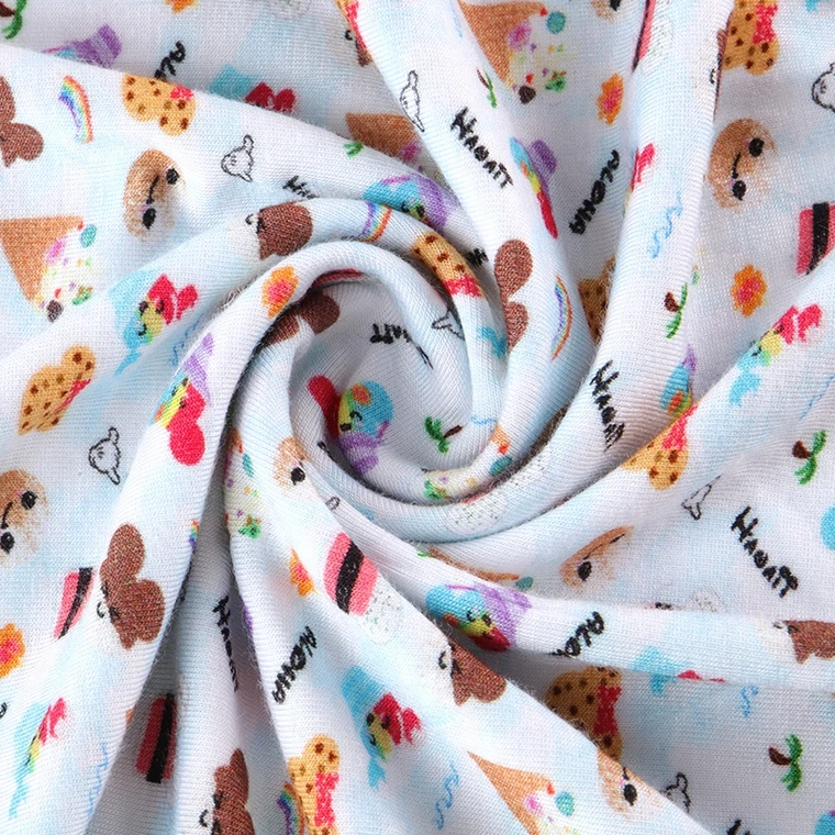High Quality Cartoon Print Jersey Kids Custom Rayon Fabric Digital Printed