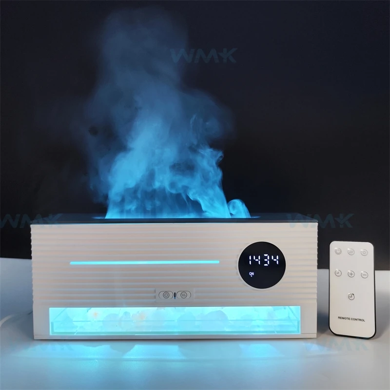 2024 Smart Crystal Salt Aroma Diffusor 260Ml Electric Ultrasonic Fire Flame Essential Oil Diffuser With Clock Timer