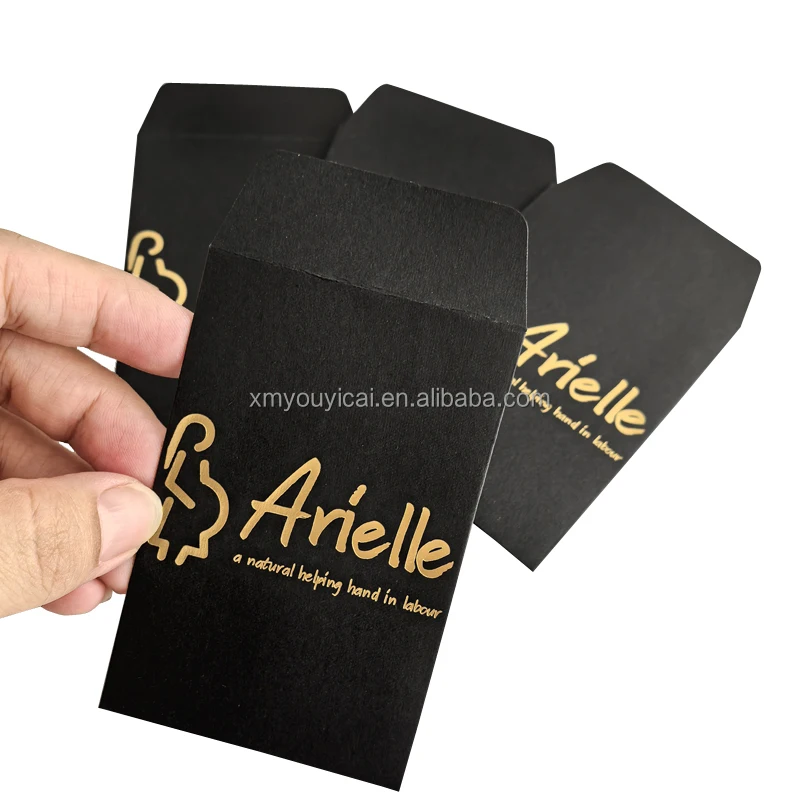Factory Price  DL Size Black Envelope Custom Printed Black Envelope With Logo