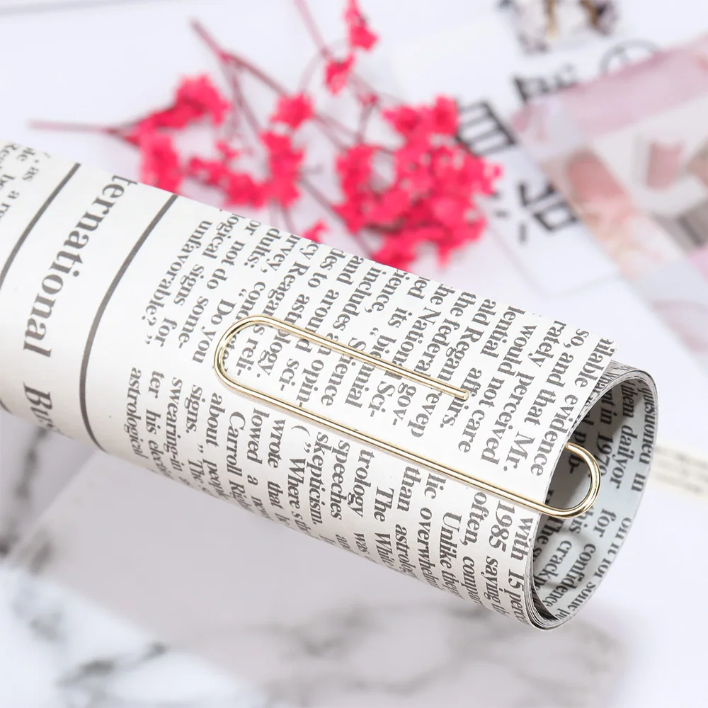 Logo customized gold metal 50mm paper clips with a acrylic box