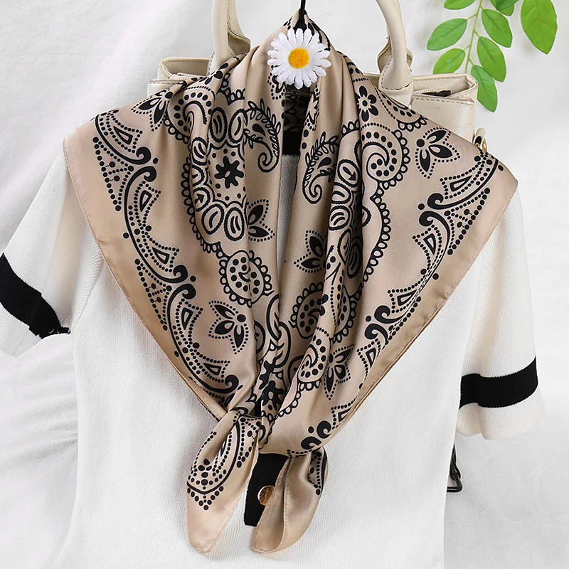 2022 Cashew Print Scarf Women Small Narrow Skinny Silk Scarfs Female Bags Ribbon Tie Band Neck Scarves