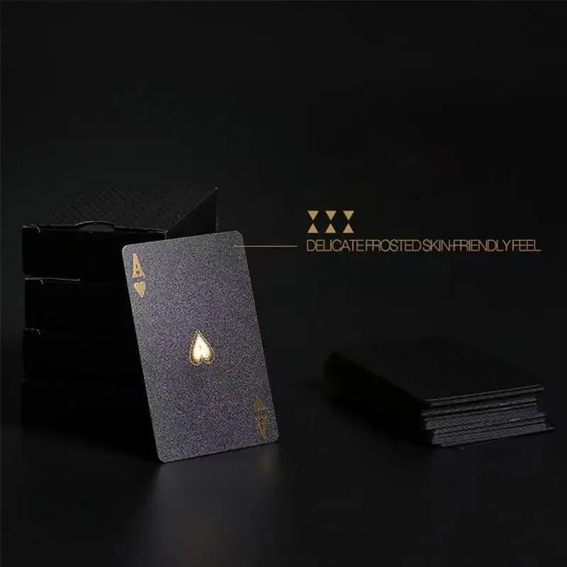 Wholesale Black Gold Playing Cards Durable Waterproof Gold Foil High-Grade Playing Cards for Party PVC Playing Cards
