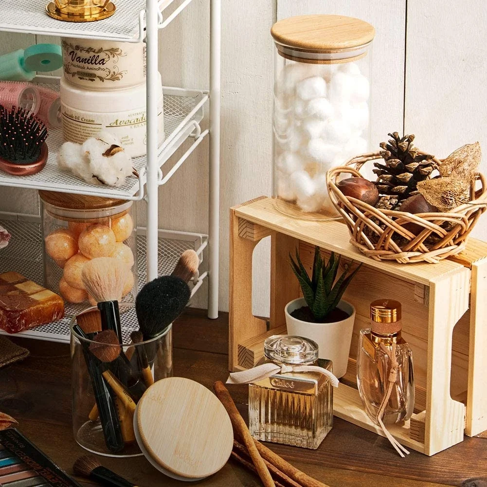 500ml Glass Jars with Natural Bamboo Lids Glass jar for Kitchen, Bathroom, Home Decor, Party Favors High Borosilicate Glass jar