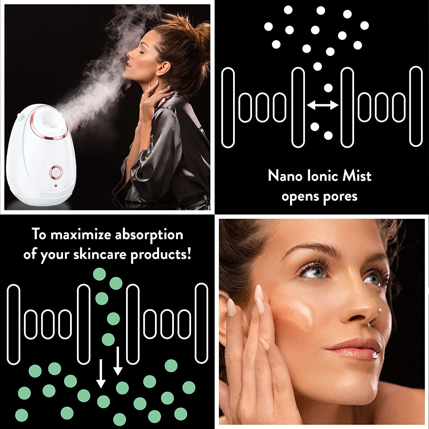 Professional Face Steaming 2 in 1 Warm Home Electric Skin Deep Cleaner Spa Sauna Ozone Steam Nano Ionic Portable Facial Steamer