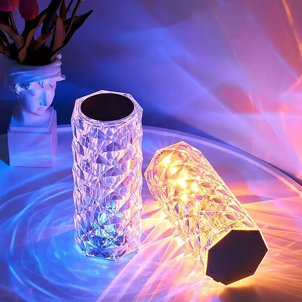 Винтажная лампа-подсвечник с розовым кристаллом ночник RGB 16 видов цветов сенсорный датчик атмосферы лампа для гостиной спальни декоративная