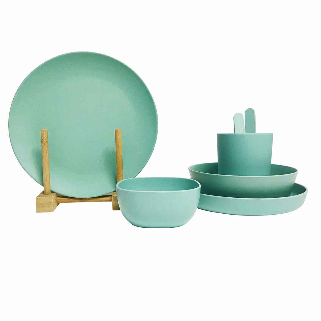 Handmade Natural Solid Multicolored Bamboo Fibre Tableware Biodegradable Dinnerware Sets