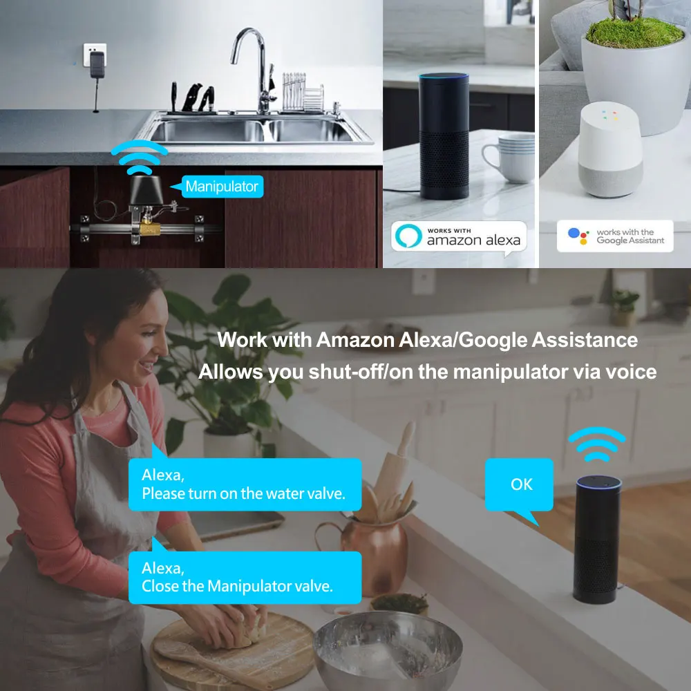 New Coming Tuya WiFi Smart Manipulator Valve Use To Scenario With Water Sensor / Gas Sensor PST-FM400