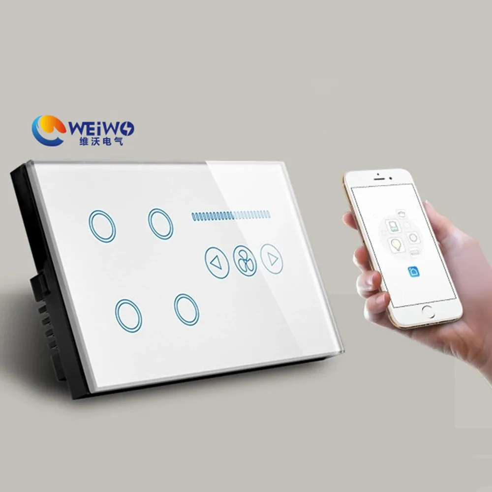 Умное домашнее решение беспроводной Wi-Fi контроллер вентилятор и свет 4 клавиши сенсорный
