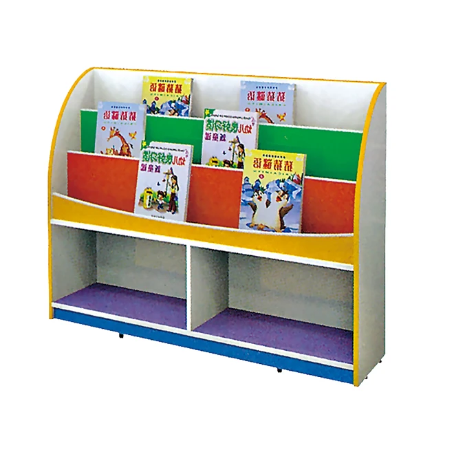 high quality Kindergarten furniture kids Bookshelf toy storage wooden Children cabinet