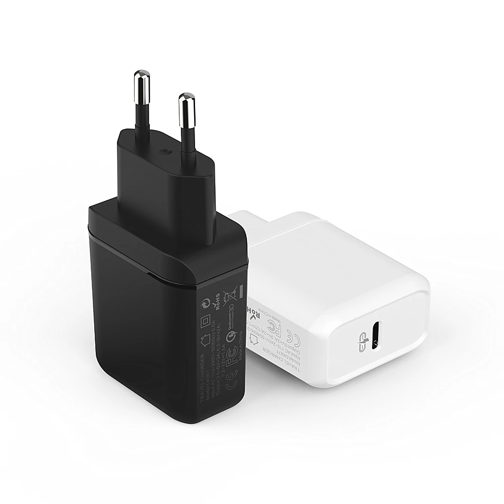 Портативное быстрое зарядное устройство с европейской вилкой PD25W PPS USB C настенное для мобильного телефона