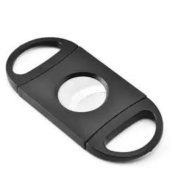 DDA124 Plastic Black Handle Tobacco Cigar Cutter Scissors Knife Accessories Stainless Steel Double Blades Cigar Cutter