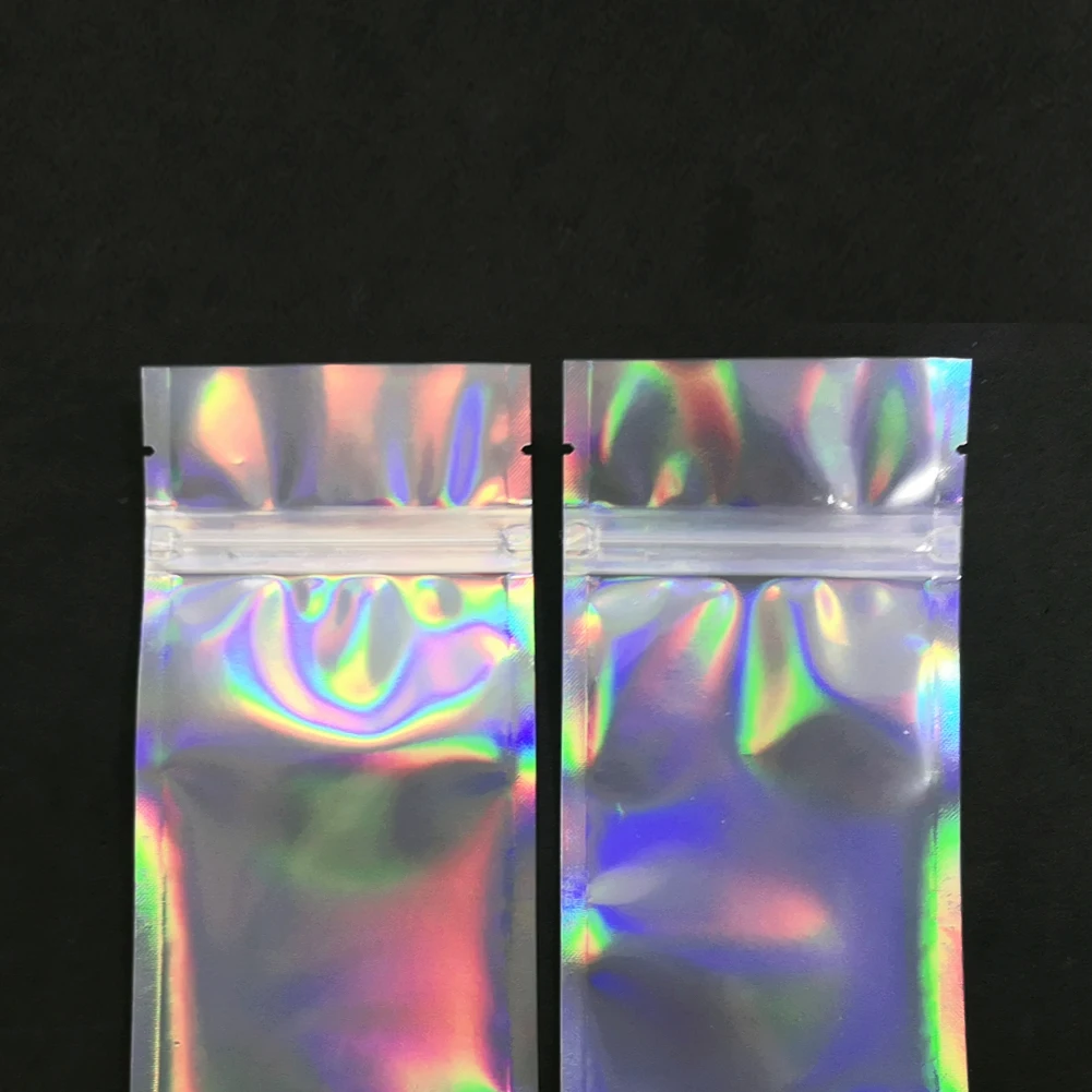 75*260mm Makeup Brush Resealable Hologram Laser Transparent Plastic Zipper Bag Free Shipping Foil Packaging