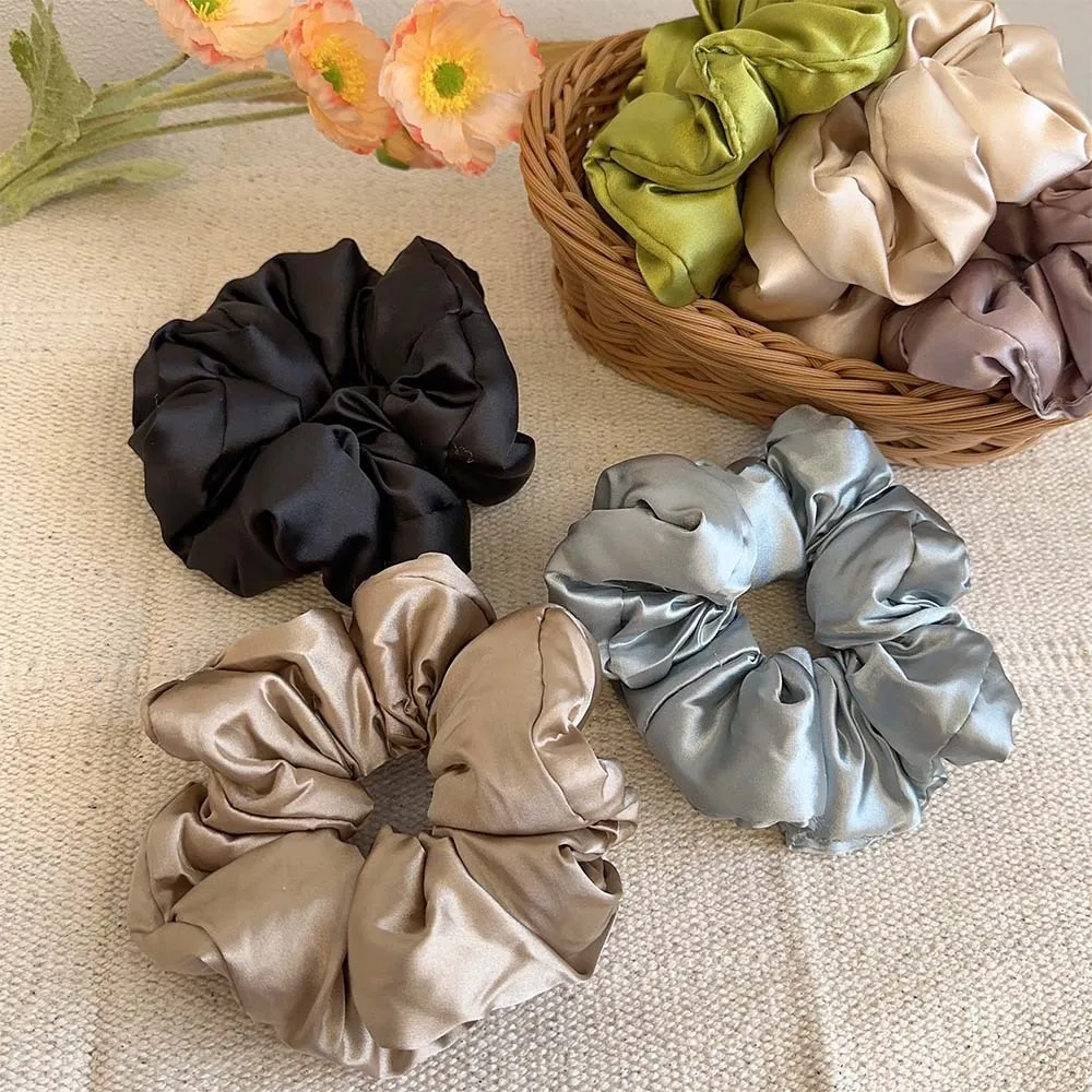 Fashion Women Accessories Girls Solid Color Elastic Hairband Soft Satin Hair Tie Hair Rope Ponytail Holder Pillow scrunchies