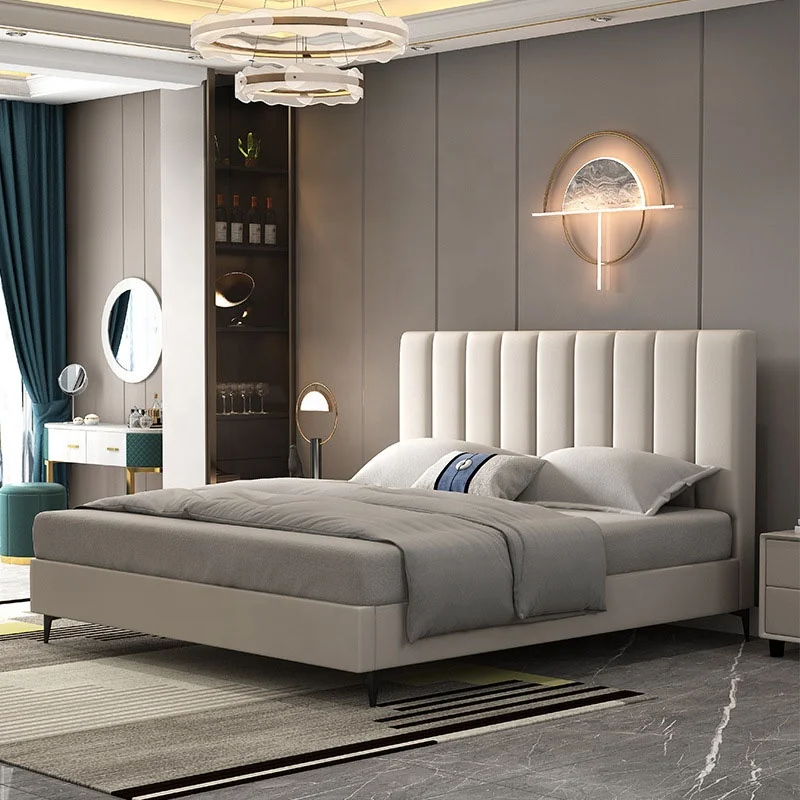 VIC Modern simple leather bed 1.8m light luxury minimalist Cream style double bed Master Bedroom Wedding Hong Kong Style