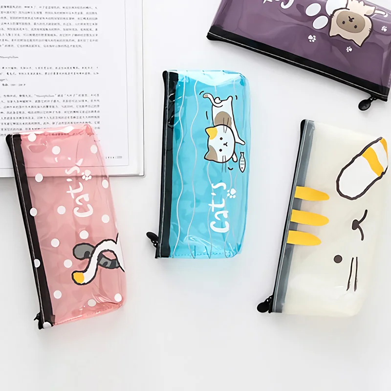 Glitter Jelly School Pencil Pouch For Kids Clear Plastic PVC Zipper Pencil Case & Bags