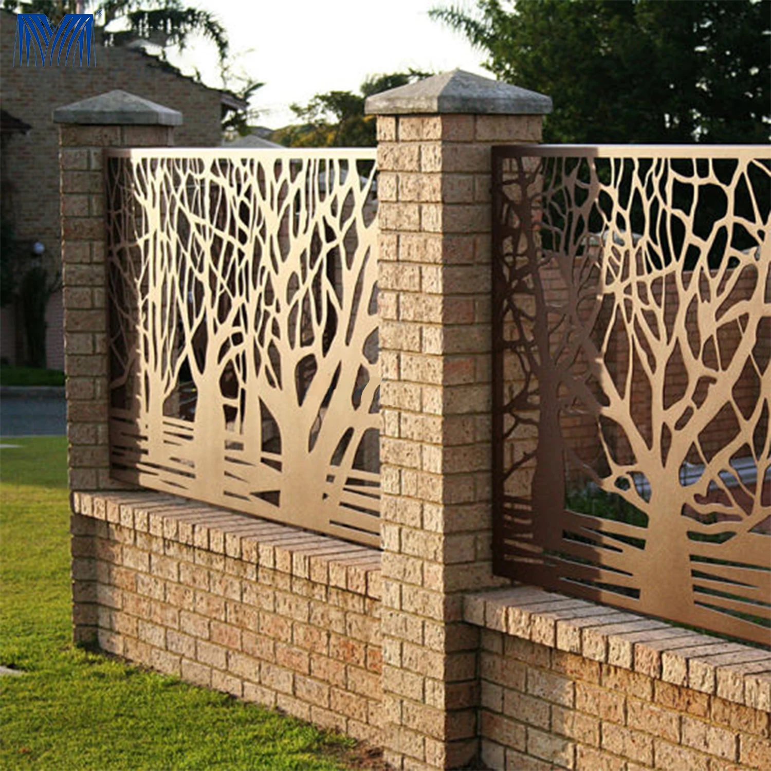 Laser cut metal  outdoor privacy screen garden composite fencing board back yard  3d  panel christmas tree fence