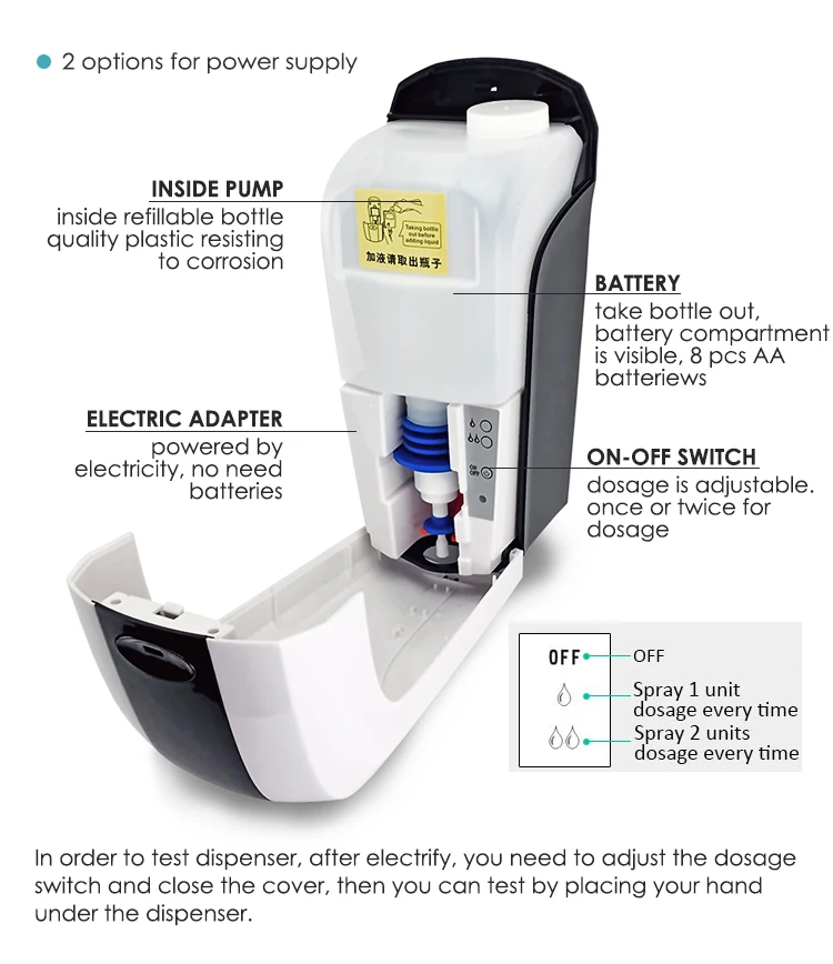 High Quality 1000ml Liquid Foam Automatic Infrared Sensor Infrared Spray Auto Touchless Hand Free Wall Mount Dispenser