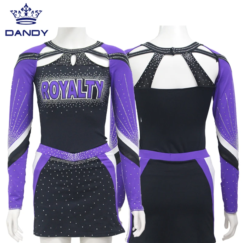 Custom cheerleading dance costume high quality AB crystal youth cheerleading uniform
