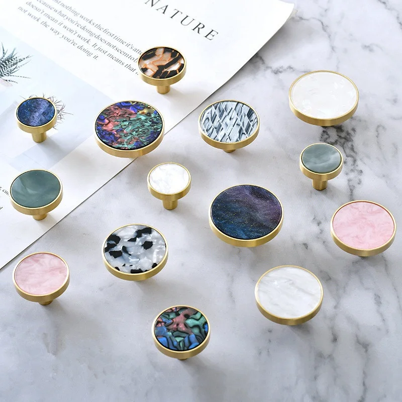 Round Marble Shell Cabinet Handle Cabinet Furniture knobs dresser Door handle