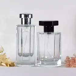 Custom Logo Glass Perfume Bottle Hexagon Clear 50ml Perfume Spray Bottles With Pump