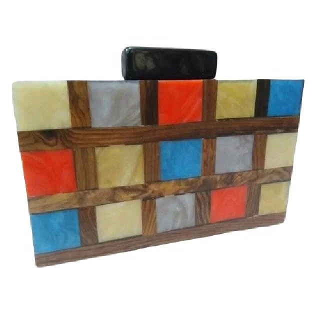 Multi Color Resin Joint Clutch Bag or Evening clutch