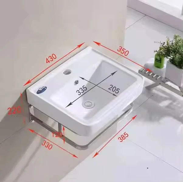 AIDI Cheap Bathroom Ceramic Single Hole Wall Hung Wash Sink rack basin