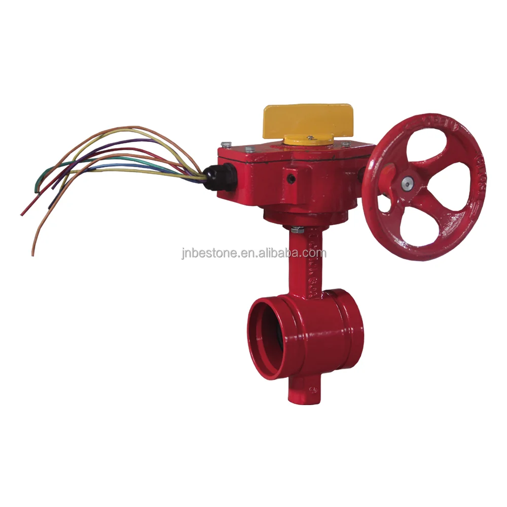 wholesale Grooved end signal  Butterfly Valve, Ductile iron Grooved Butterfly Valve with Tamper Switch