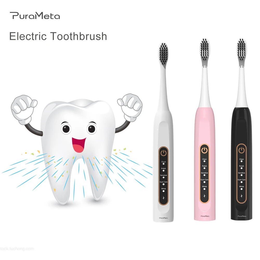 IPX7 Rechargeable Automatic Sonic Electric Toothbrush with 5 Modes Teeth Care and 3 Brush Heads For Adults
