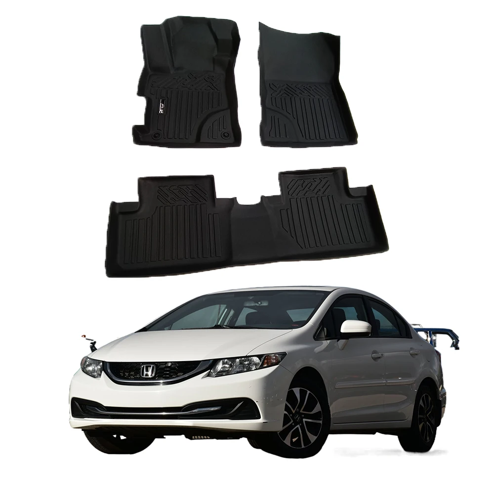 Custom 3D TPE Car Floor Mat All Weather Protect Waterproof Custom Rubber Car Mats Use For CIVIC 2012-2015