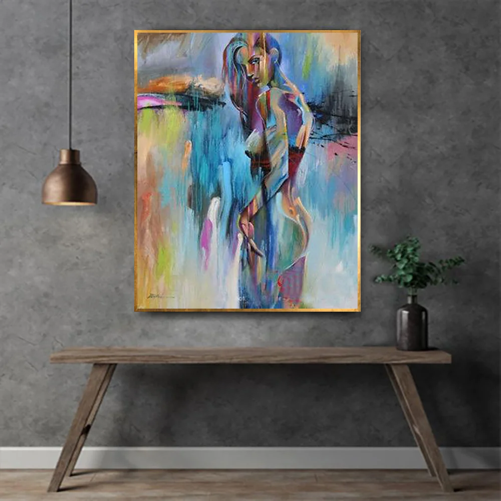 Wholesale Handmade Nude Body Portrait Oil Painting on Canvas for Decor Hand Painted 3D Abstract Nude Portrait Texture Painting