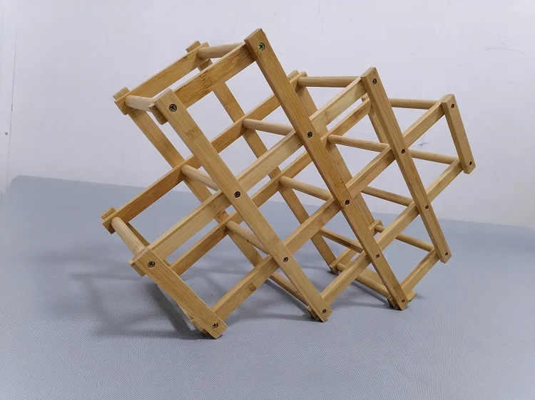  Durable Using Low Price Creative Solid Bamboo Foldable Wine Rack Red