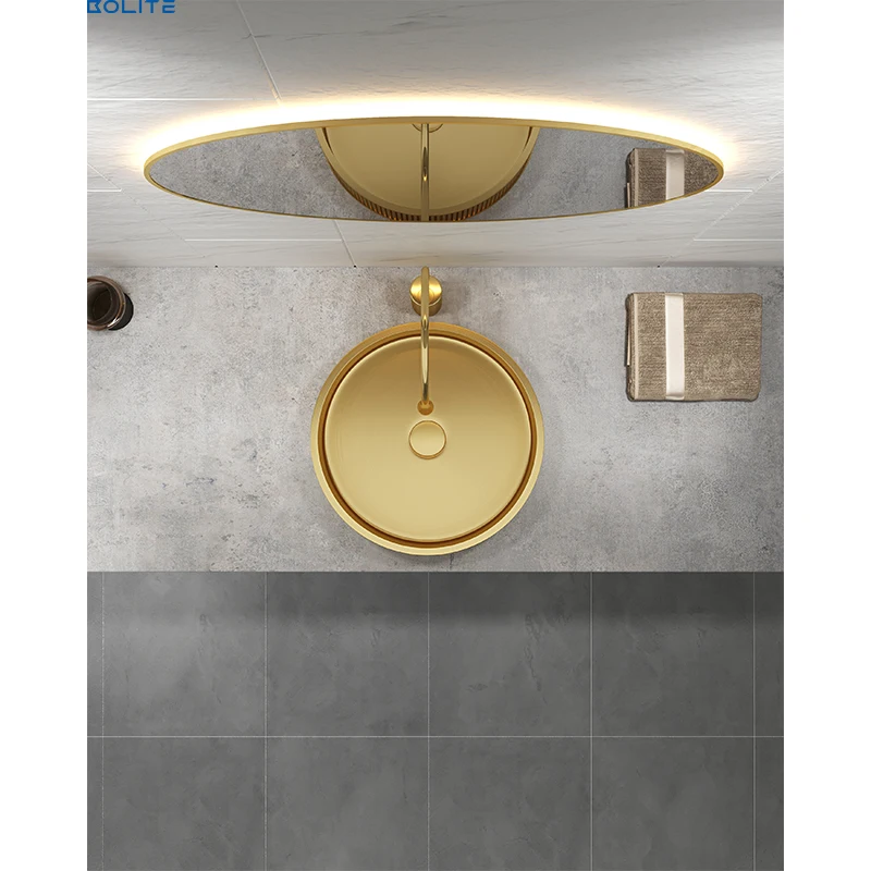 Round Sink With Stainless Steel Material Bathroom Sink With Drainer Smart Single Bowl Sink For Bathroom