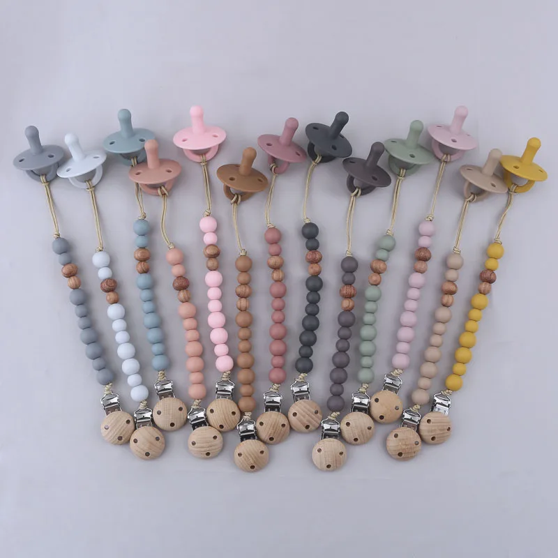 Baby Gift Silicone BPA Free Fit All Pacifier Styles Baby Pacifier Clip Chain Dishwasher Safe-Top Holder Baby Product