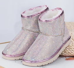 USA 2020 waterproof real Australian sheepskin fox raccoon fur lined winter snow boots shoes for women kids children