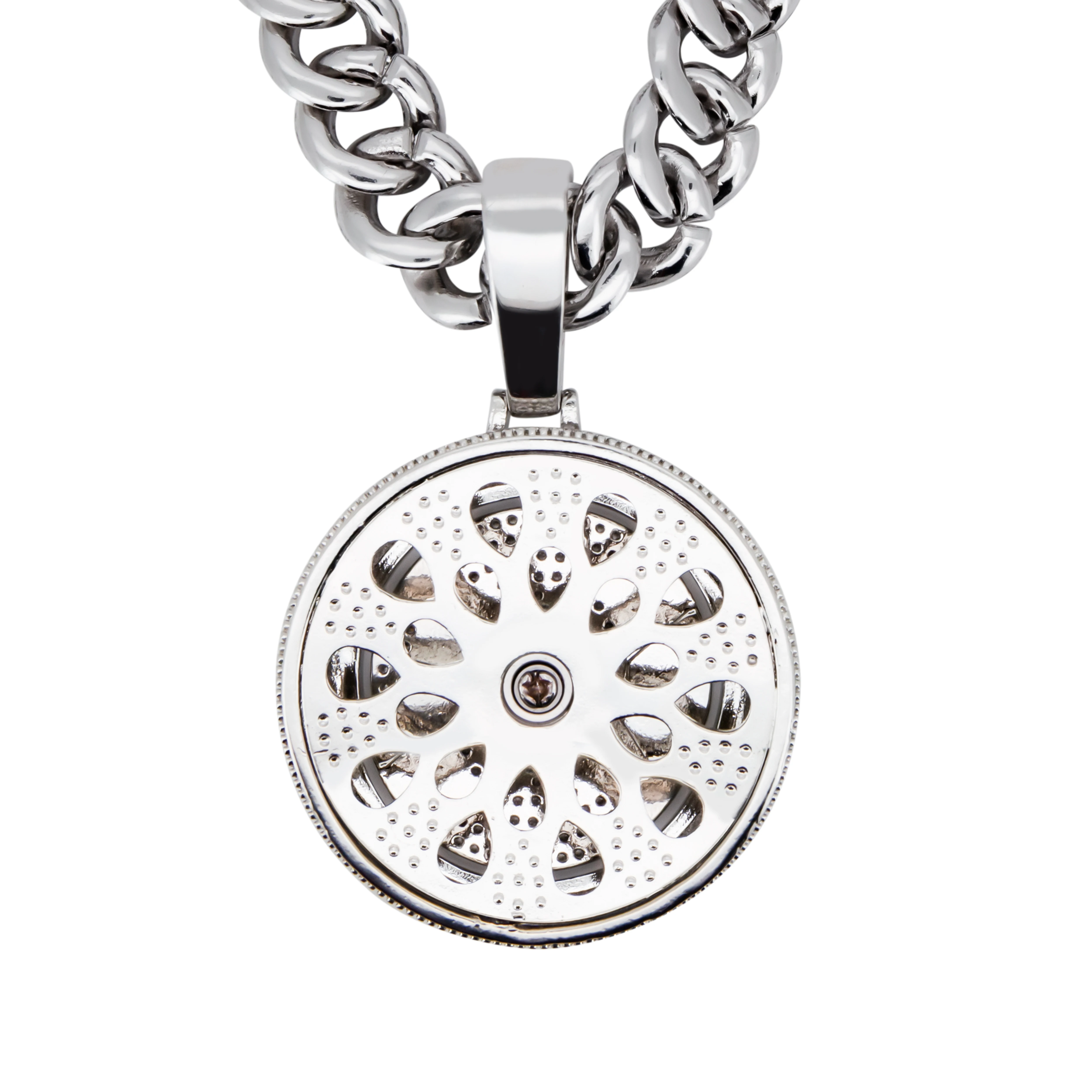 Wholesale Full Custom Letter Stainless Steel Rotatable Design MVP Pendant Luxury Award Diamond Stone Jewelry 15mm Chains