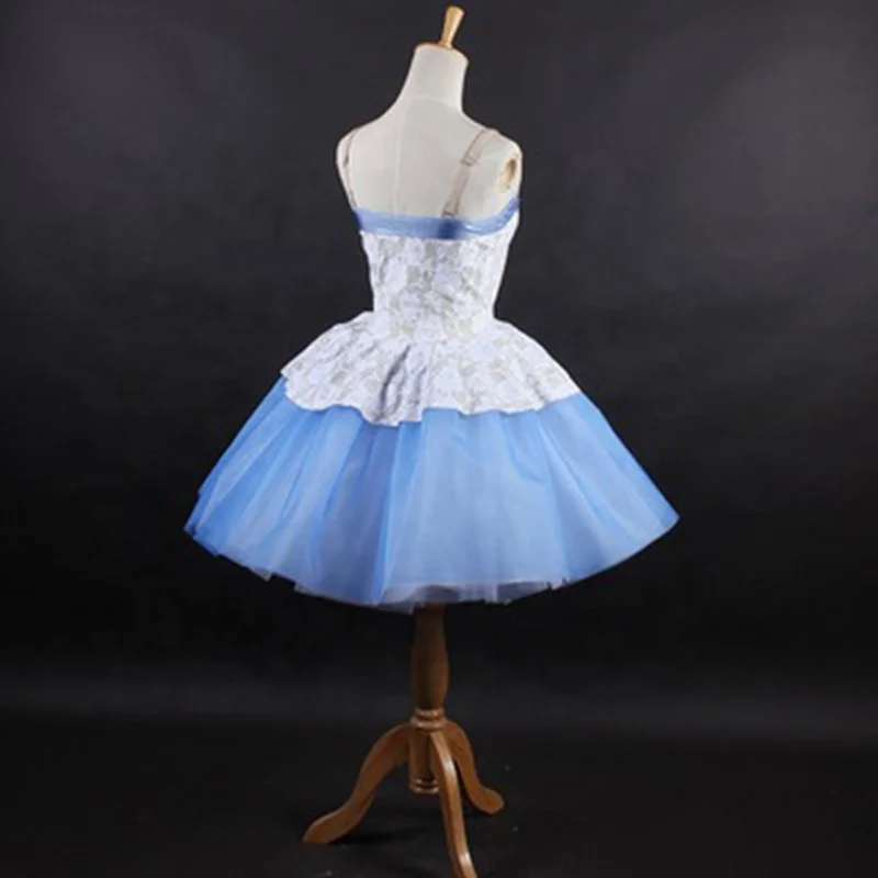 Blue flower lace dance skirt elegant belly dance dress unique style  performance wear