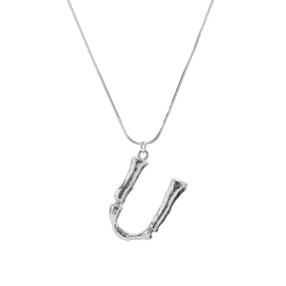 Ruigang 26 A B C D E F G H I J K L M N O P Q R S T U V W Y X Sterling Silver Plated Letter Initial Alphabet Necklace