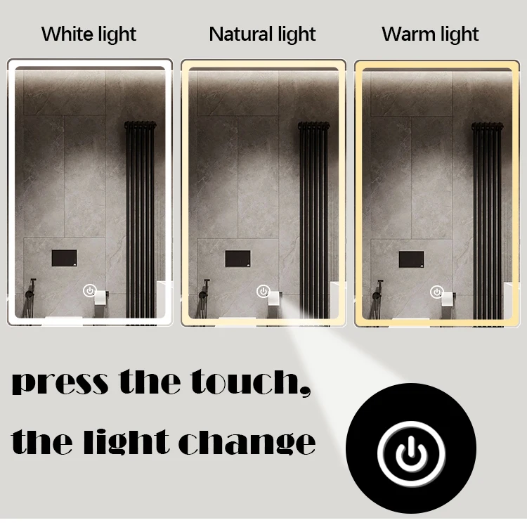 Hotel smart bathroom mirror wall mount led bathroom mirror with clock