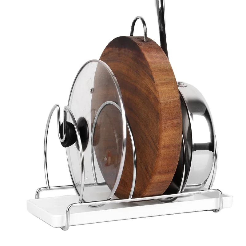 Multifunctional Kitchen Cookware Chopping Board Storage Rack Stainless steel Pot Lid Holder Pot Lid metal Storage Rack