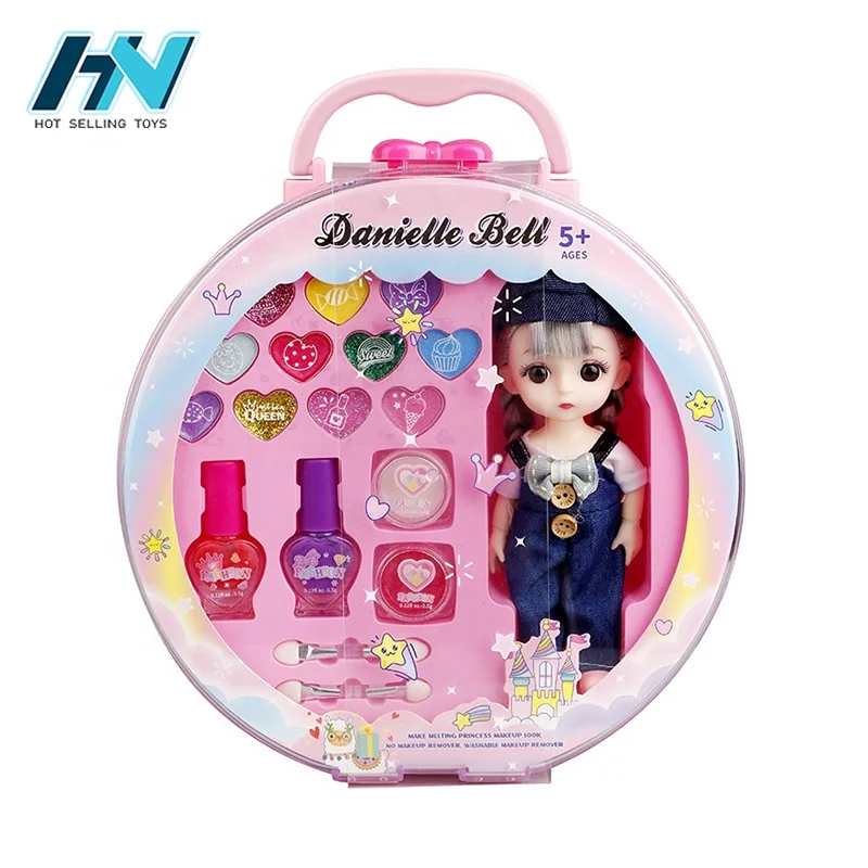 Direct factory doll makeup set with eye shadow nail polish beauty doll makeup practice for girls