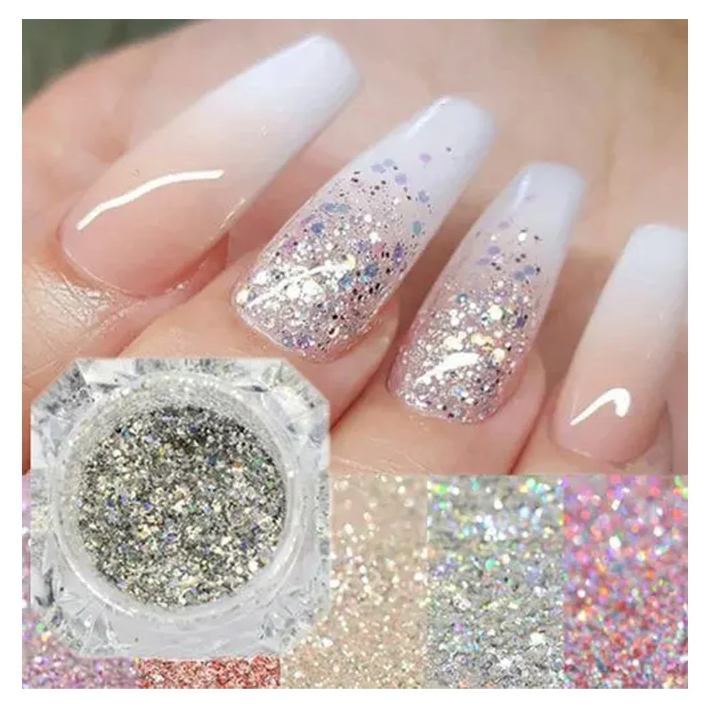 Объемный Блестящий Порошок для дизайна ногтей, цветной Блестящий Порошок для Рождественского украшения