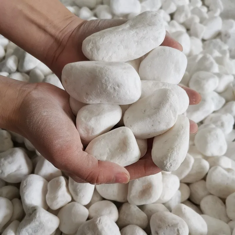 Customized Size Snow White Natural Pebble Stone for Landscaping Paving Decoration rounded Tumbled Cobble Pebble Type