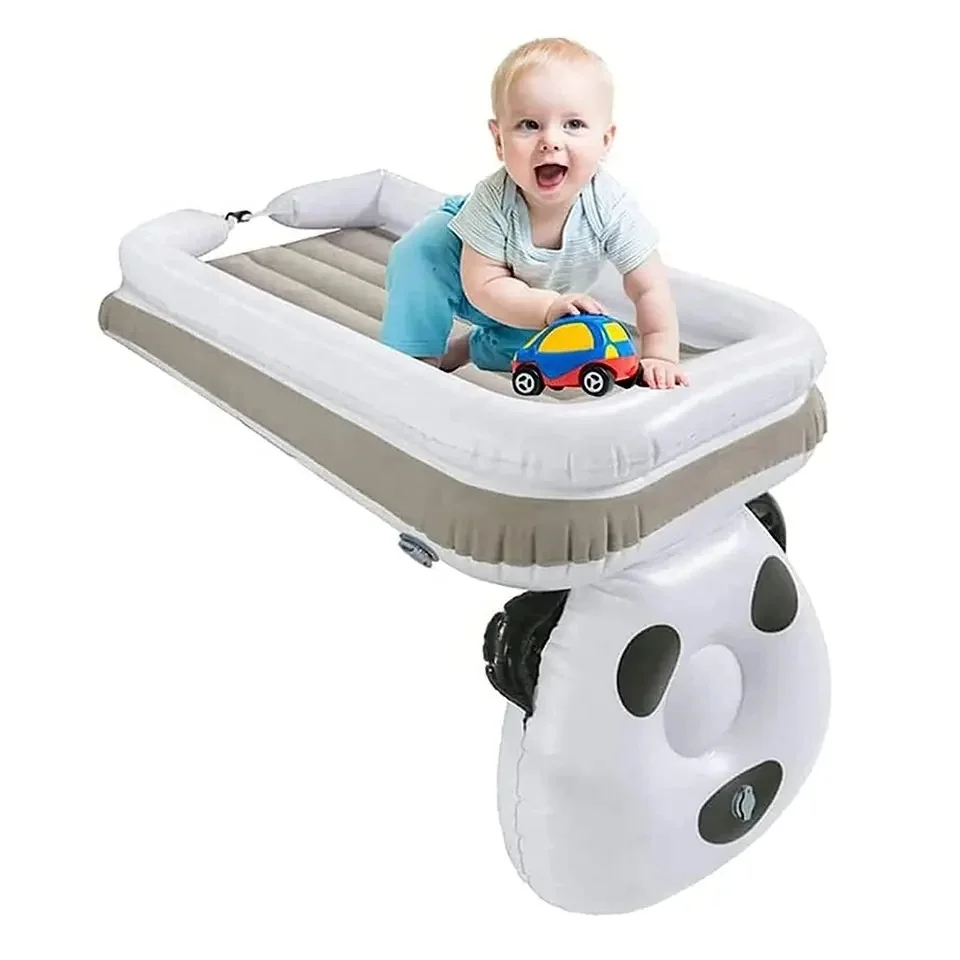 baby kids flocking inflatable airplane Toddler travel bed, foldable portable air mattress for travel, home