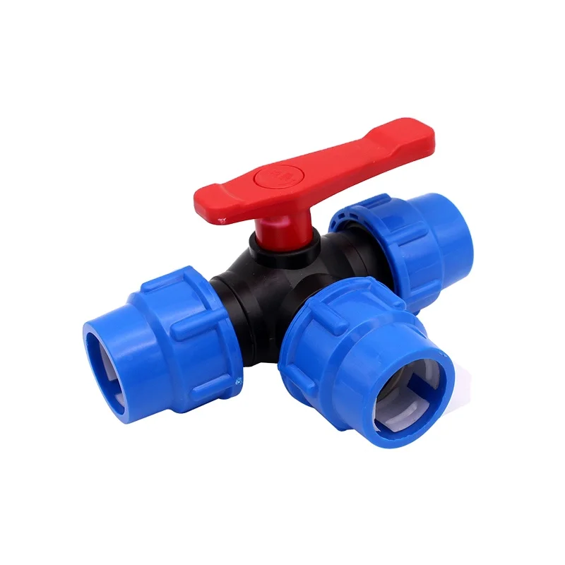HDPE для быстрого соединения 3-ходовой шаровой клапан маленького размера круглой формы с диаметром 32 мм OD труб