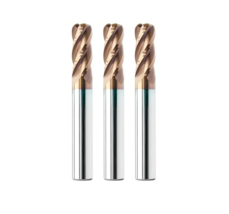 HRC 55 Tungsten carbide 4F ball nose milling cutter end mill cutter extended straight shank Carbide CNC tooling cutter