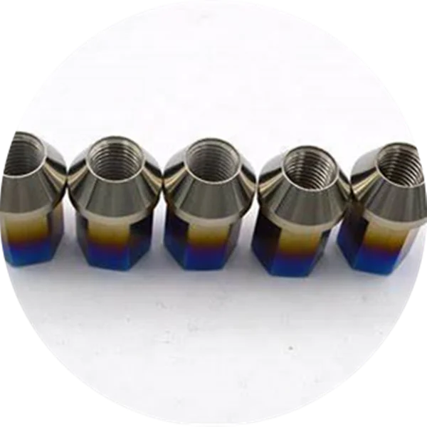 Customized titanium burnt nuts Gr5 M12 M14 Titanium Wheel Hub Nut