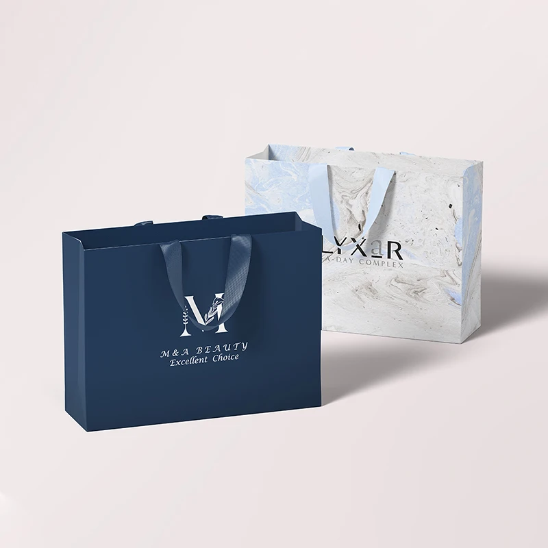 Custom Design Printed Shopping Gift Packaging Paper Bag With Your Own Logo Luxury Black White Retail Thick Paper Bag For Clothes
