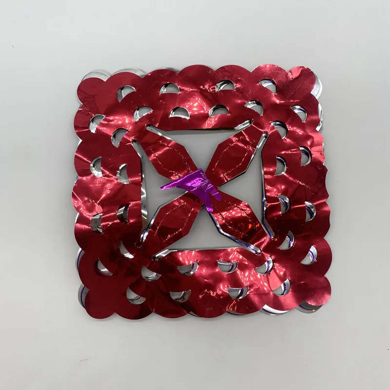 Christmas Tinsel Garland Fold Stretch Colorful Flower Drawing Curved Hollow Tinsel Garland For Holiday Decorations