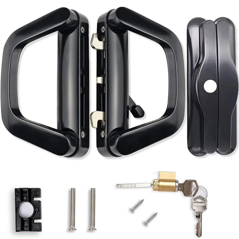 Aluminum alloy Sliding door handle with lock bilateral Luxury balcony door handle locks for door and window accessory